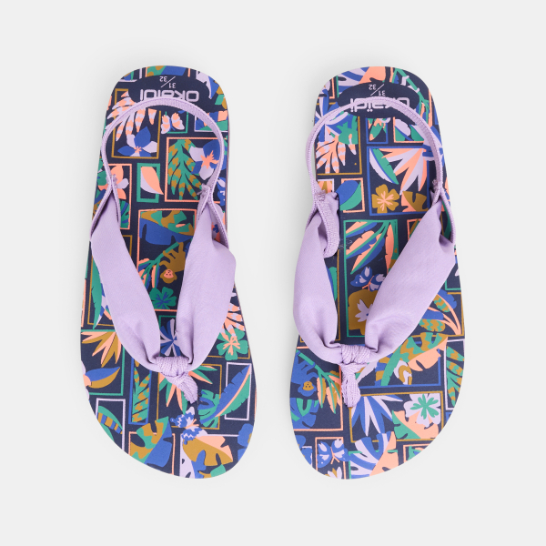 شبشب مزين بالزهور متعدد الألوان برباط قماش للفتيات